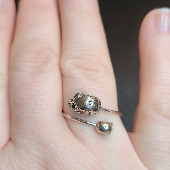 Adjustable double skull sterling ring - Picture 7 of 7